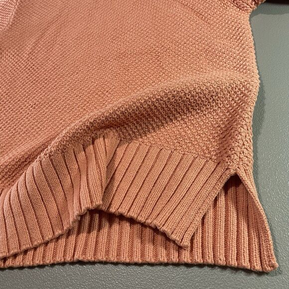 ANDREA JOVINE Sweater Waffle Knit Boat Neck 3/4 Sleeve Cotton Womens L Peach - Picture 8 of 10